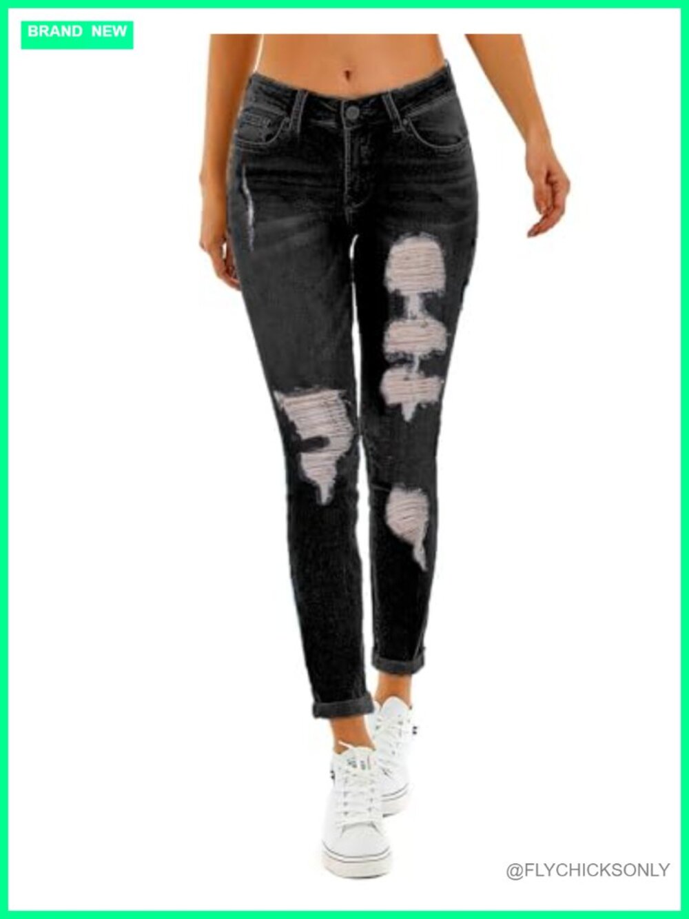 Women's Ripped Boyfriend Jeans Stretch Skinny Distressed with Holes
